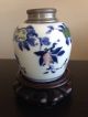 Chinese Antique Blue White Fruit Blossom Tea Caddy Jar Signed Porcelain Art Wow Tea Caddies photo 2