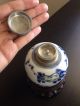 Chinese Antique Blue White Fruit Blossom Tea Caddy Jar Signed Porcelain Art Wow Tea Caddies photo 6