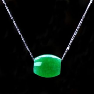 100 Natural Hand - Carved Chinese Green Jade Pendant - Buckle Necklace Pendant photo