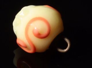 10mm Czech Antique Hand Lampwork Orange Uranium Seed Head Art Glass Ball Button photo