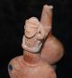Lambayeque Ancient Peruvian Stirrup Spout Figural Whistle Jar 7 