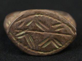 Roman Ancient Bronze Ring 234 - 238 Ad (8745) photo