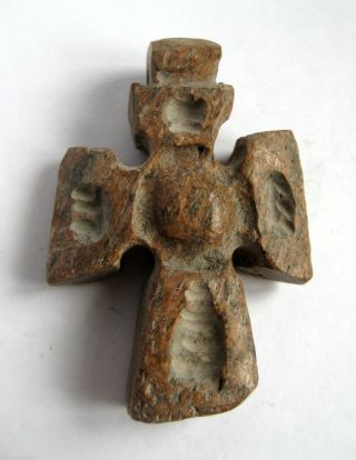 Circa.  800 - 900 A.  D British Found Viking Period Bone Decorative Cross Pendant.  Vf photo