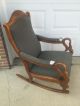 Vintage Rocking Chair Maple Carved Swan Arms Padded Post-1950 photo 1