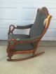 Vintage Rocking Chair Maple Carved Swan Arms Padded Post-1950 photo 2