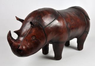 Abercrombie & Fitch Leather Rhino Animal.  Vintage Mid Century photo