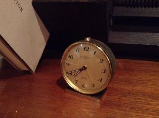 Looping 15 Jewel 8 Day Bedside Alarm Clock Swiss Vintage Collectable photo