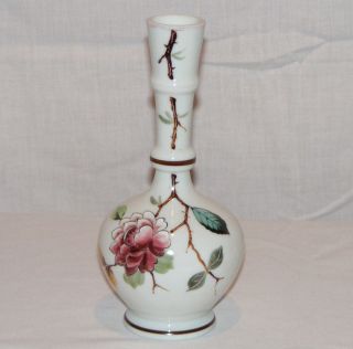 Antique Chinoiserie Enamel Hand Painted Victorian Chinese Art Glass Vase C 1885 photo