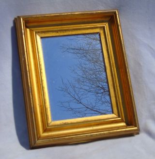 Antique Small Gold Painted Wood Framd Mirror Wood Backing 11 