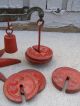 Antique Fairbanks Cast Iron Red Claw Foot Scale Trade Mercantile W/ 5 Weights Scales photo 9