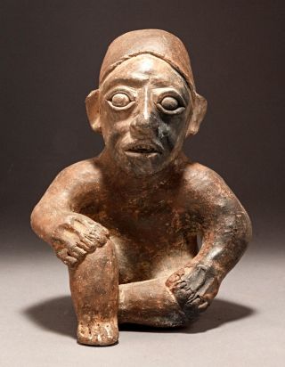 An Exceptional Pre - Columbian Jalisco Seated Figure Of A Man,  Ameca Gray Type, photo
