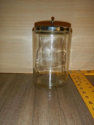 Glasco Medical Apothecary Storage Jar Canister Clear Glass W/ Metal Lid photo