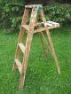 Old Vintage 4 Ft Wooden Step Ladder Rustic Primitive Decor Shabby Painted Wood Primitives photo 1