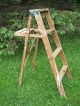 Old Vintage 4 Ft Wooden Step Ladder Rustic Primitive Decor Shabby Painted Wood Primitives photo 4