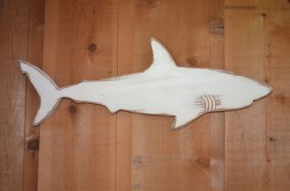 Great White Shark Wood Wall Nautical Beach Coastal Sign Decor 30 
