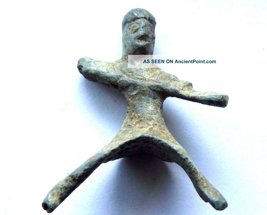 Ancient Thraco - Celtic Bronze Figure Of A Horseman.  H 39 Mm Roman photo