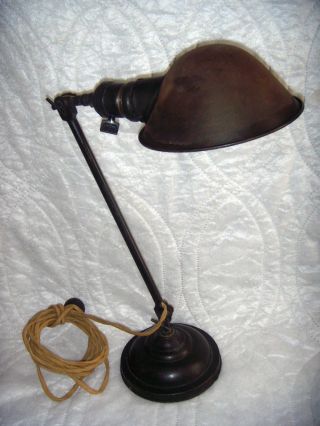 Antique Industrial Age Table Lamp Adjustable Factory Lighting Steam Punk Orig. photo