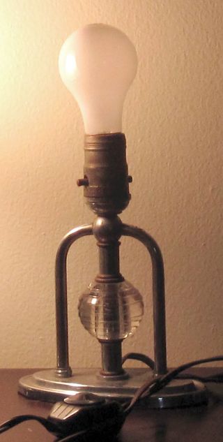 Vintage Chrome And Glass Art Deco Lamp photo
