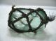 Vintage Glass Fishing Float Sausage In Net Japanese Nautical 271 Fishing Nets & Floats photo 2