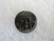 Antique Etched Wooden Water Well Picture Scene Japanned Black Brass Button 3/4 