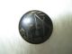 Antique Etched Wooden Water Well Picture Scene Japanned Black Brass Button 3/4 
