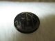 Antique Etched Wooden Water Well Picture Scene Japanned Black Brass Button 3/4 