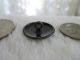 Antique Etched Wooden Water Well Picture Scene Japanned Black Brass Button 3/4 