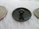 Antique Etched Wooden Water Well Picture Scene Japanned Black Brass Button 3/4 
