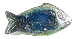 Scarce Authentic Roman Bronze Fish Brooch - Enamleed - Incl.  - W21 photo
