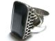 Large Solid Silver Ornate Ring With Black Onyx Stone.  Metal Detecting Find Uk. British photo 1