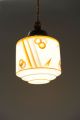 1920s 30s Rare Vintage White Orange Design Glass Pot Ceiling Lamp Light Brass Mid-Century Modernism photo 10
