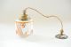 1920s 30s Rare Vintage White Orange Design Glass Pot Ceiling Lamp Light Brass Mid-Century Modernism photo 3