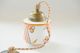 1920s 30s Rare Vintage White Orange Design Glass Pot Ceiling Lamp Light Brass Mid-Century Modernism photo 5
