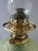 Art Nouveau Brass & Vaseline Glass Oil Lamp Circa 1905 Lamps photo 1