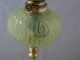 Art Nouveau Brass & Vaseline Glass Oil Lamp Circa 1905 Lamps photo 3