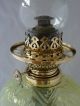 Art Nouveau Brass & Vaseline Glass Oil Lamp Circa 1905 Lamps photo 6