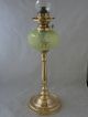 Art Nouveau Brass & Vaseline Glass Oil Lamp Circa 1905 Lamps photo 7