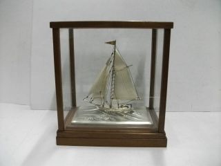The Silver Sailboat Of The Most Wonderful Japan.  Japanese Antique. photo