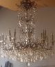 Grand French Rococo Antique Vtg Crystal 4 Teir 18 Light Chandelier Brass Canopy Chandeliers, Fixtures, Sconces photo 5