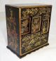 20ct Japanese Lacquer Miniature Tansu Chest W.  Gilt Crane Motif (par) Other Japanese Antiques photo 11