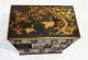 20ct Japanese Lacquer Miniature Tansu Chest W.  Gilt Crane Motif (par) Other Japanese Antiques photo 5