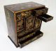 20ct Japanese Lacquer Miniature Tansu Chest W.  Gilt Crane Motif (par) Other Japanese Antiques photo 8