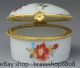 Chinese White Porcelain Jewellery Jewel Box Peony Flower Circular Other Antique Chinese Statues photo 3