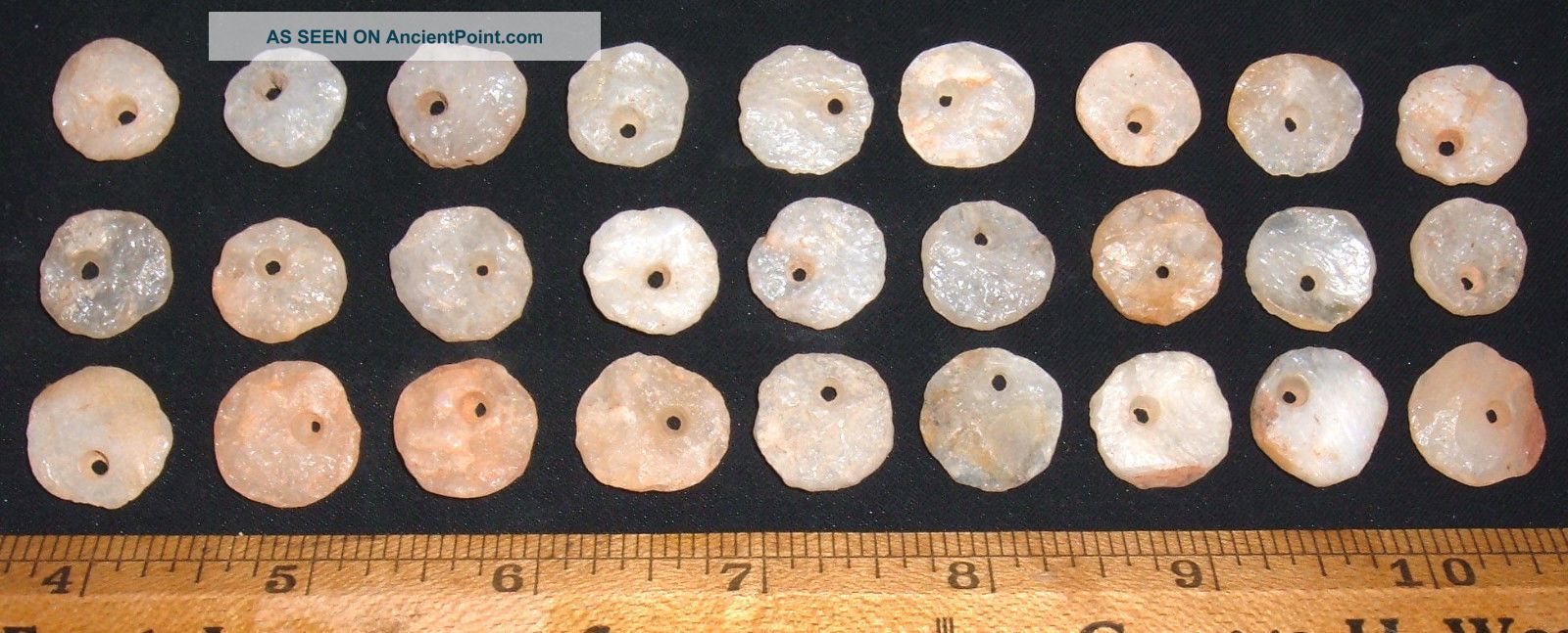 (27) Prime Sahara Neolithic Quartz Beads (13 - 16mm) Prehistoric African Artifacts Neolithic & Paleolithic photo