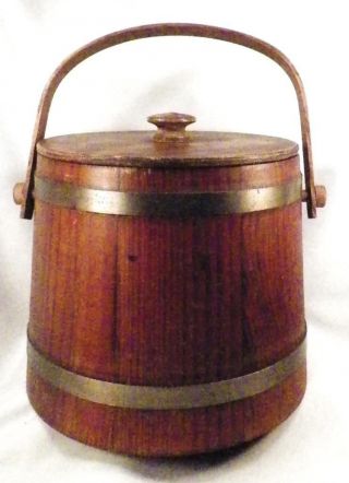 Vintage Wooden Sugar Bucket Firkin Putney Vermont Basketville Ice Bucket Wood photo