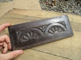 Small Carved Wooden Panel Plaque Architectural Antique Salvage Fans Vintage Old photo