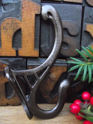 1 Vintage Style Cast Iron Coat Hook Old Art Nouveau Victorian Edwardian Style. photo