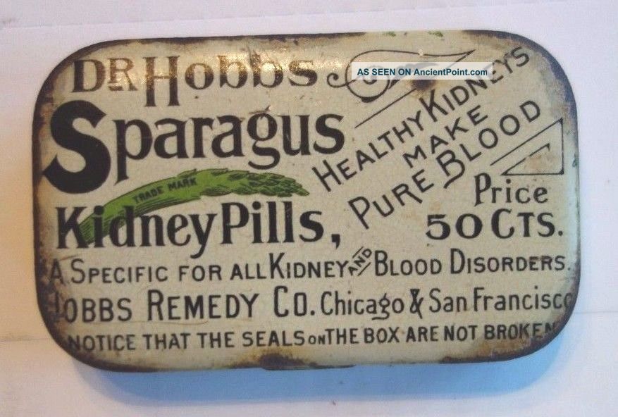 Over 100 Yr Old Dr.  Hobbs Sparagus Pills - - San Francisco And Chicago Other Medical Antiques photo