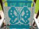 Vintage Aluminum Folding Macrame Lawn Patio Outdoor Chair Turquoise Butterfly Post-1950 photo 1