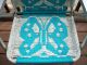Vintage Aluminum Folding Macrame Lawn Patio Outdoor Chair Turquoise Butterfly Post-1950 photo 2